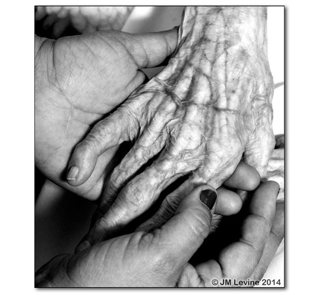 Jeffrey Levine photo on the cover of The Gerontologist, aging hands, caring