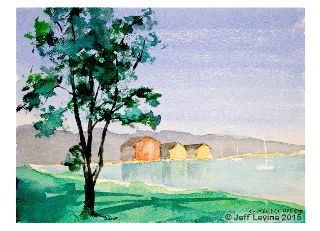 Maine watercolor, Jeffrey M Levine MD, Jeff Levine