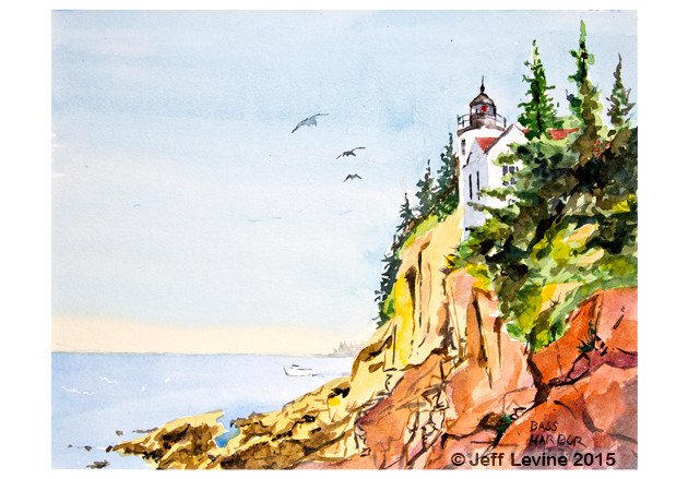 Lighthouse, watercolor, Jeff Levine, urbansketchers
