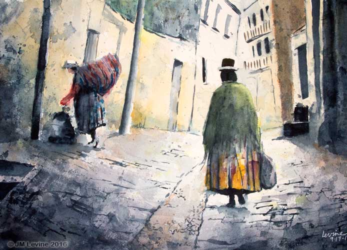 Dr. Jeff Levine's watercolors; Bolivia; watercolor; Dr Jeffrey M Levine; Jeff Levine; painting