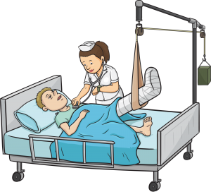 woman in hospital bed clip art